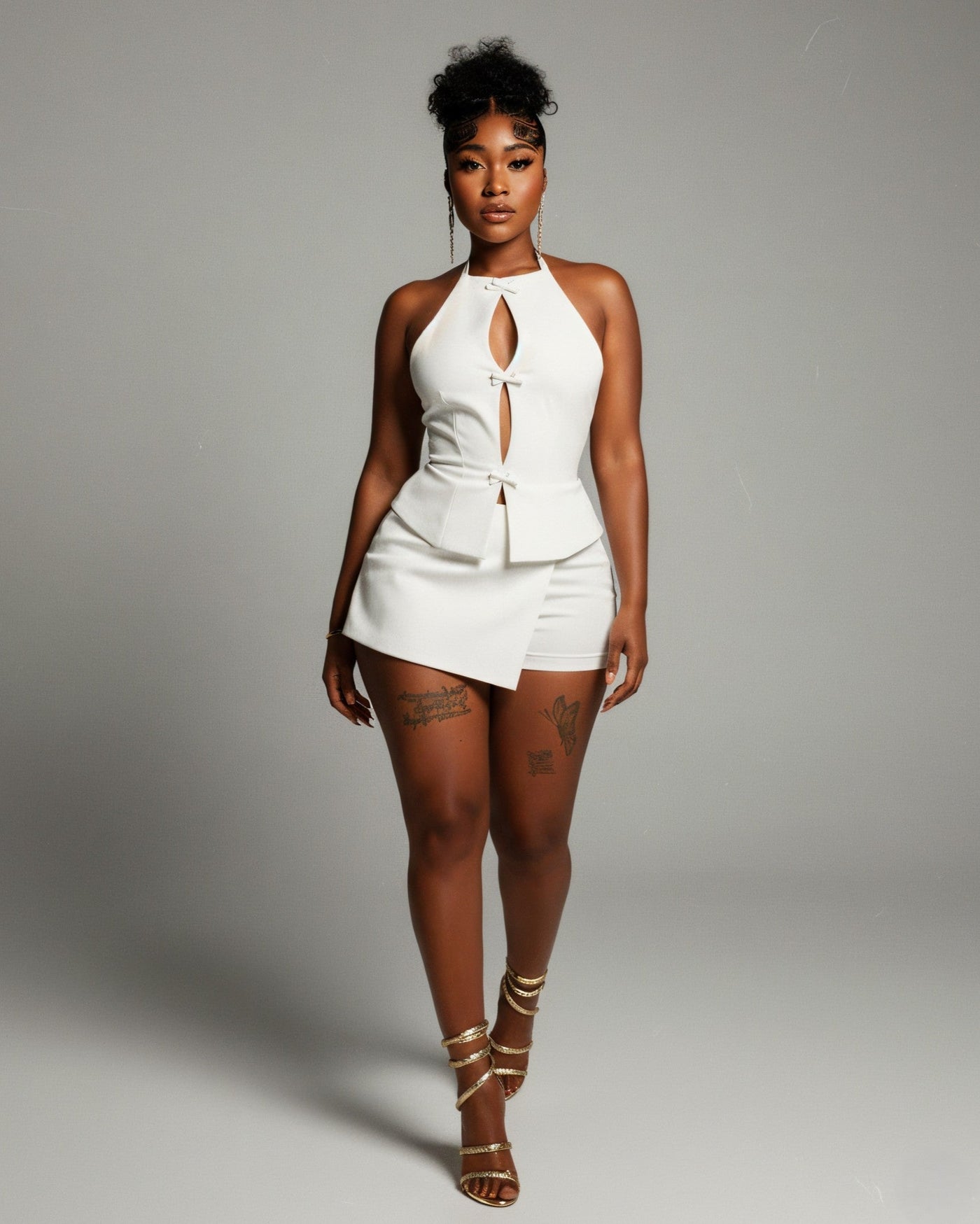 DIANA Halter Top and Pleated Skirt Set