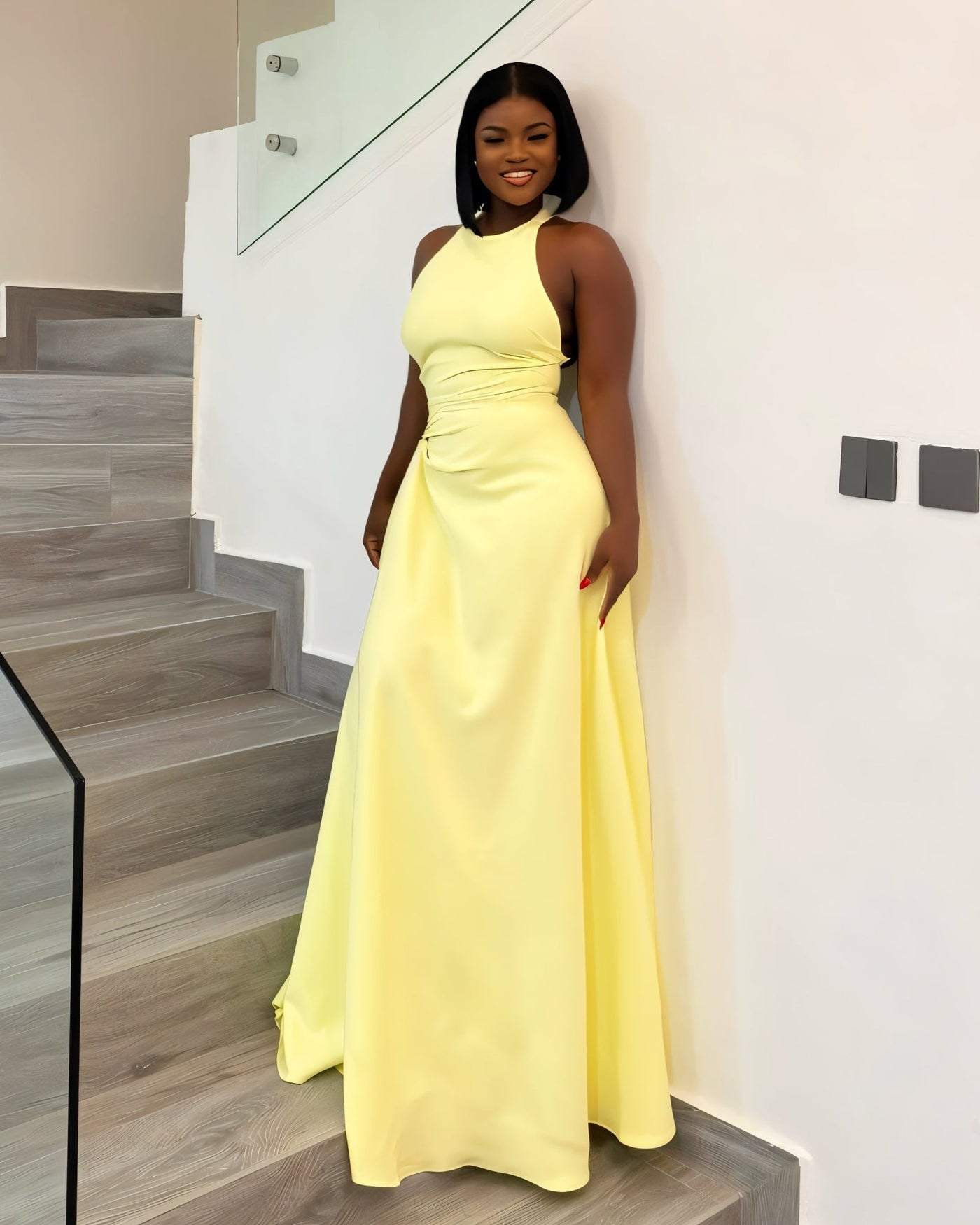 LORAINE Ruched Waist Maxi Dress