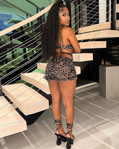 NYLA Leopard Velvet Ruffle Romper