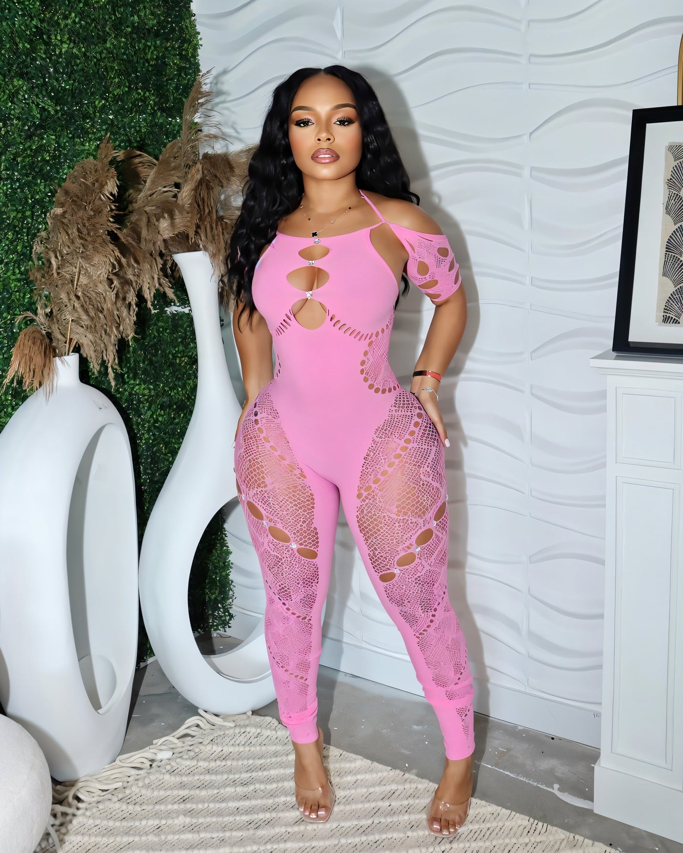 ELISE Cutout Rhinestone Jumpsuit