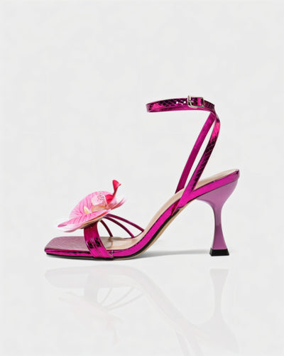 VIONA Orchid Bloom Ankle Strap Heels