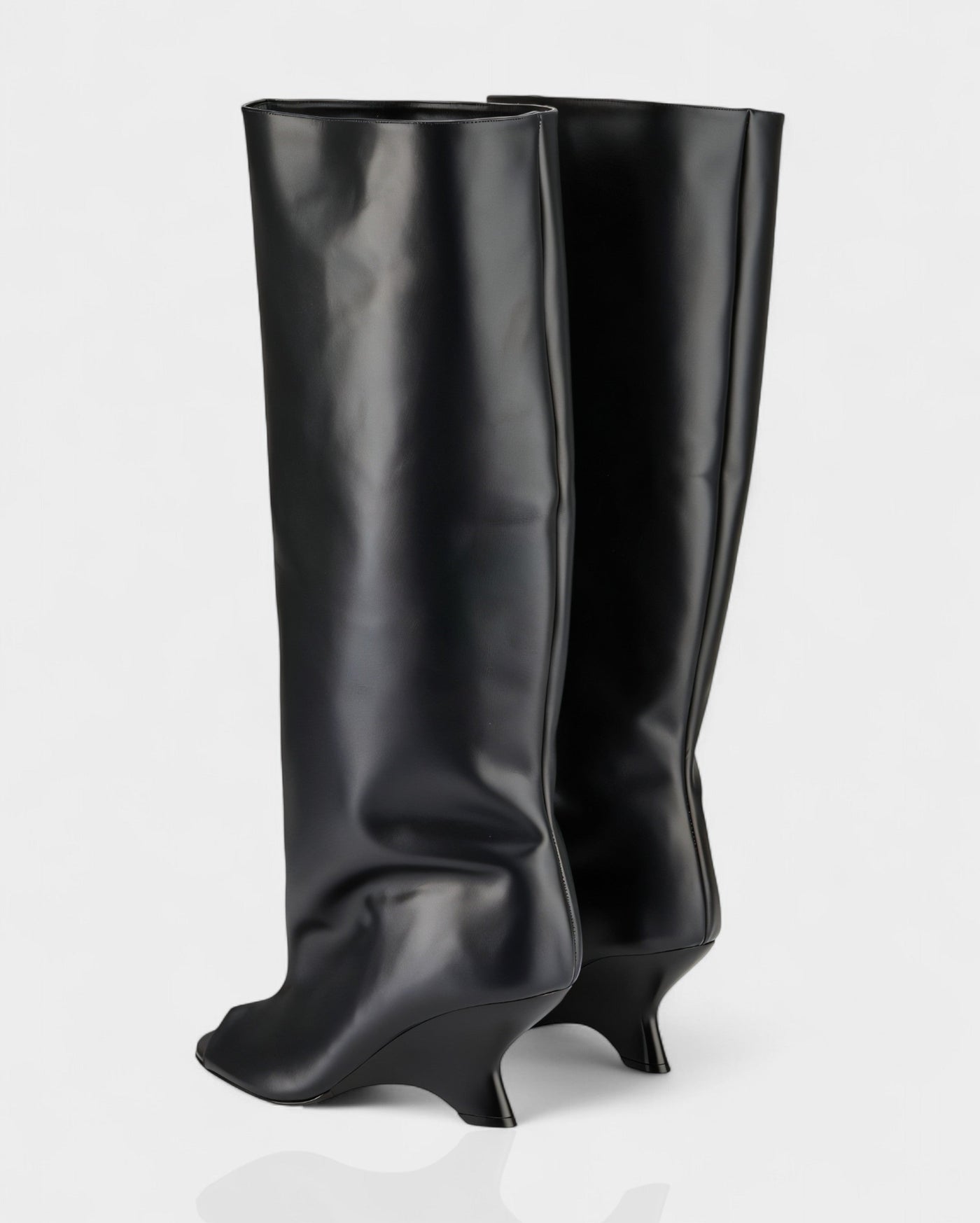 HELIRA Peep Toe Wedge Knee High Boots
