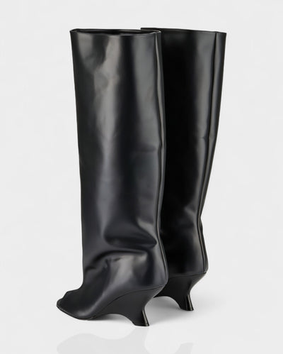 HELIRA Peep Toe Wedge Knee High Boots