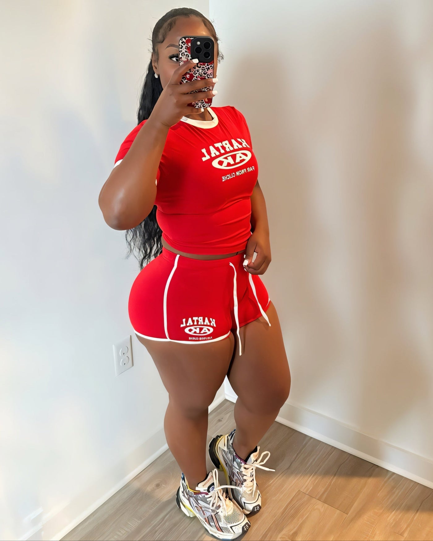 MERRYN Graphic Print Crop Top & Shorts Set