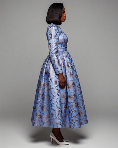 MIRASOL Long Sleeve Pleated Midi Dress