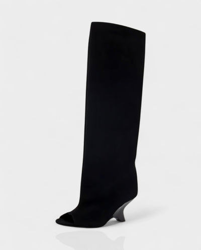 HELIRA Peep Toe Wedge Knee High Boots