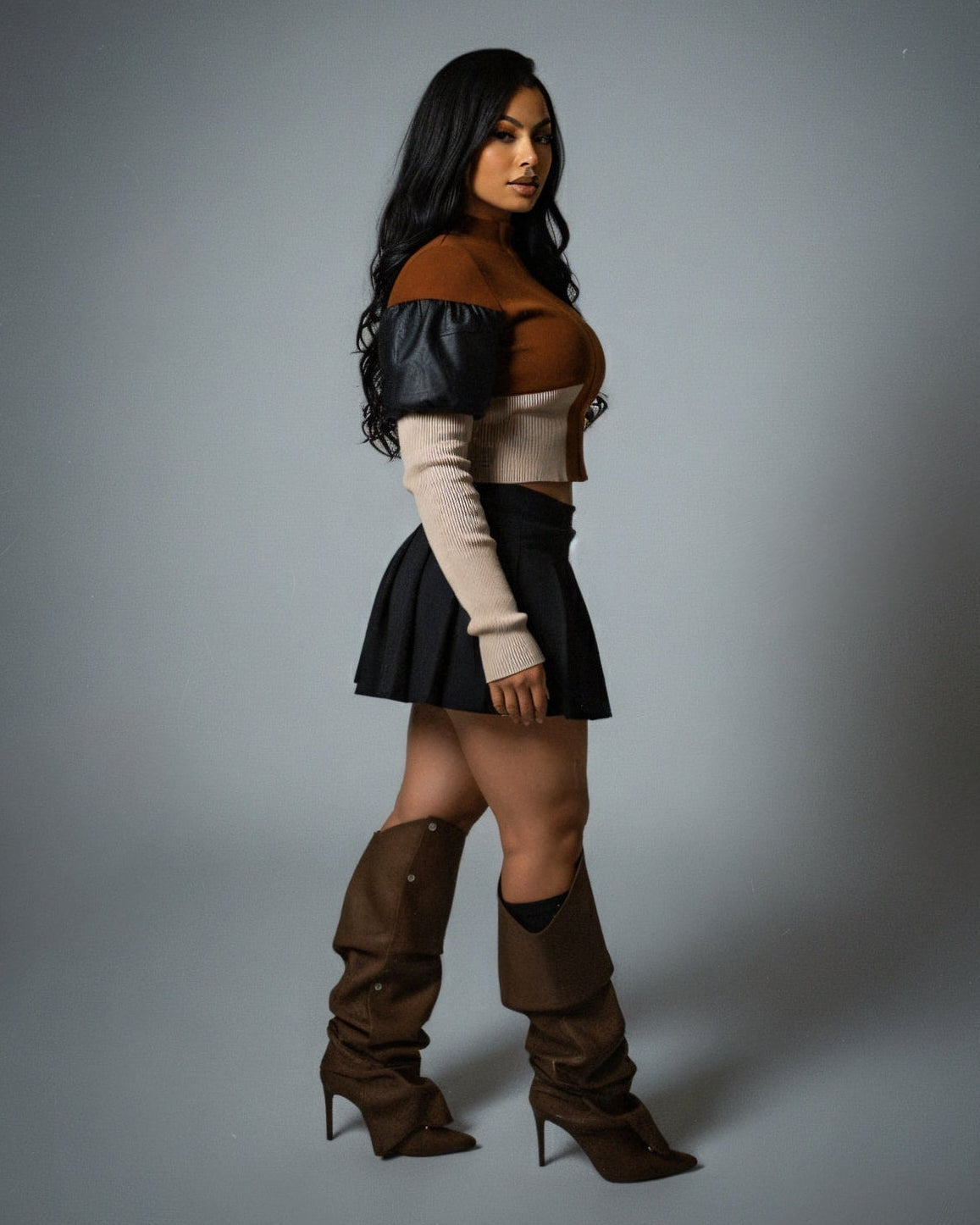 SION Puff Sleeve Cropped Jacket