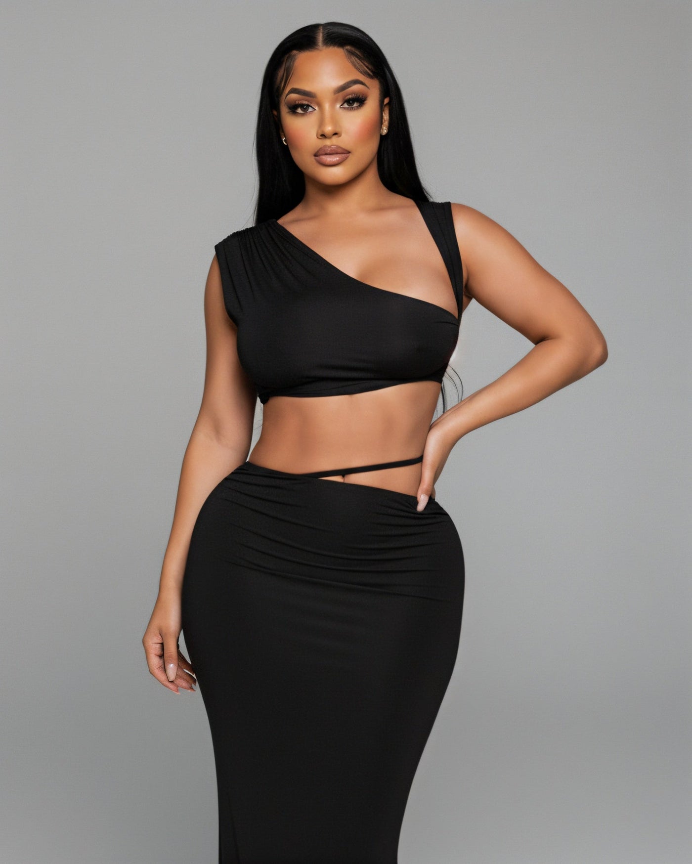 FRANCESCA Oblique Tube Top & Maxi Skirt Set