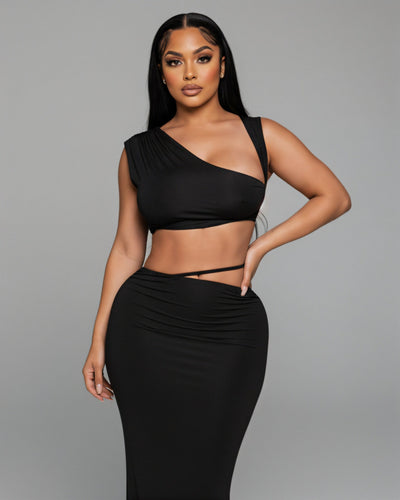 FRANCESCA Oblique Tube Top & Maxi Skirt Set