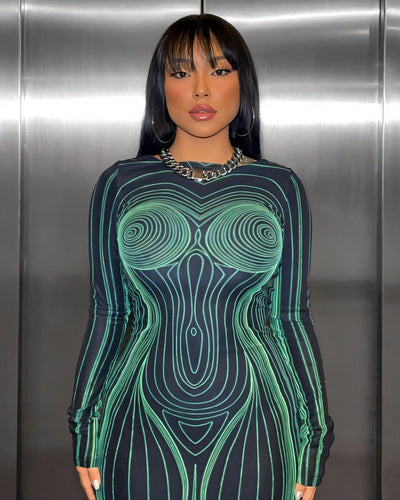 CARLA Backless Slim Round Neck Maxi Dress