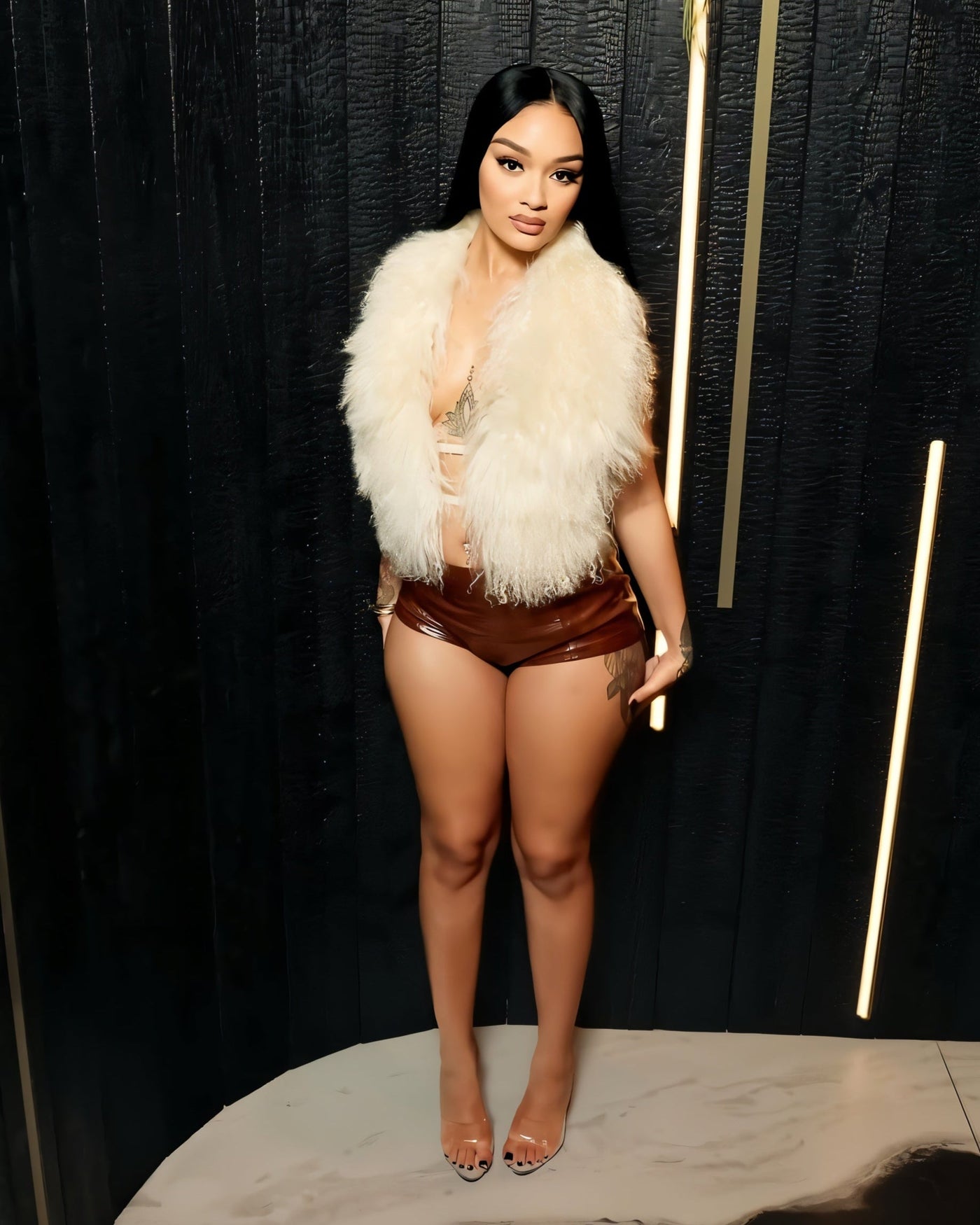 KAREYA Faux Fur Vest Top