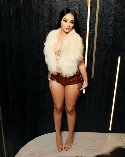 KAREYA Faux Fur Vest Top