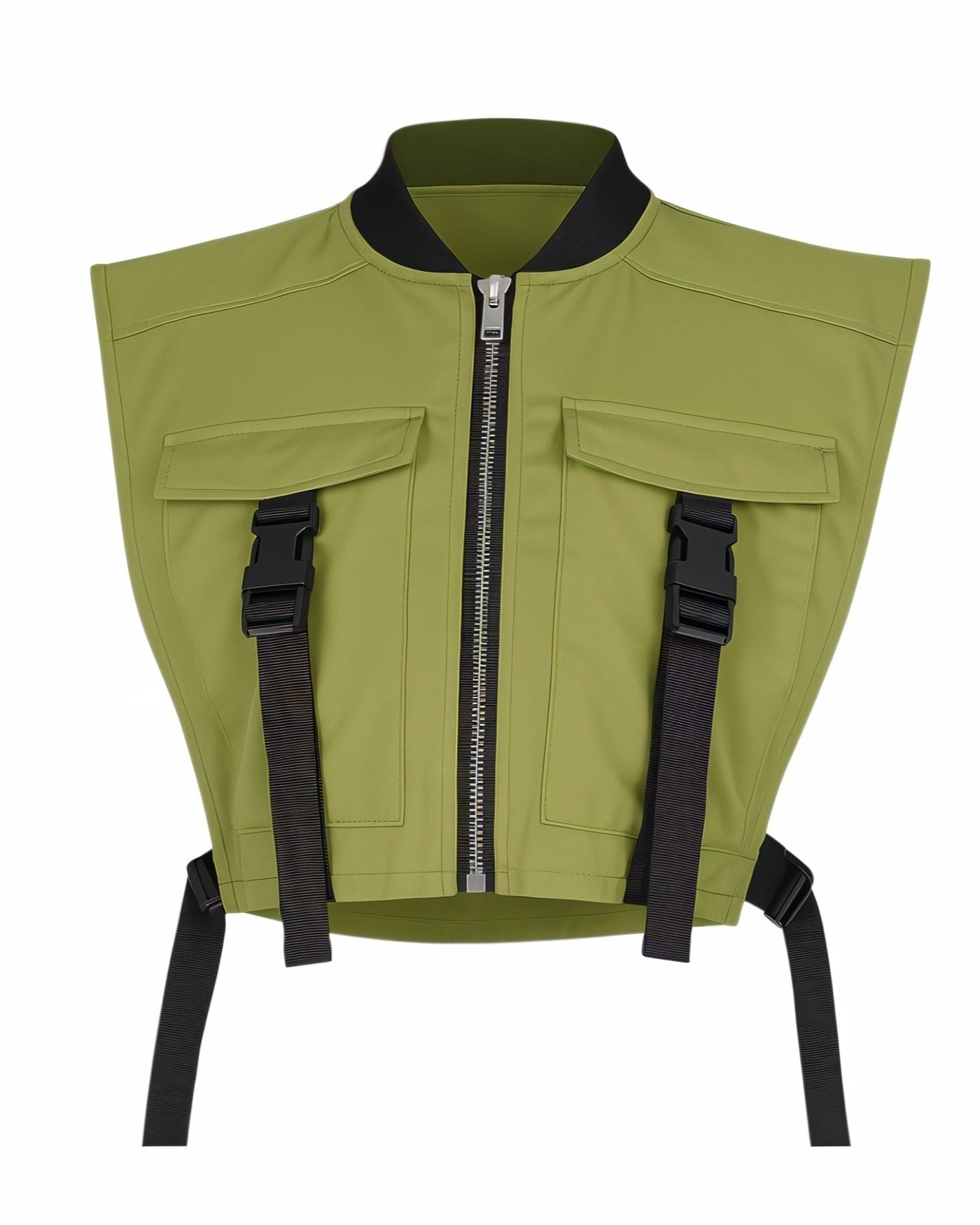 CANDICE Cropped Flap Pocket Buckle Detail Vest