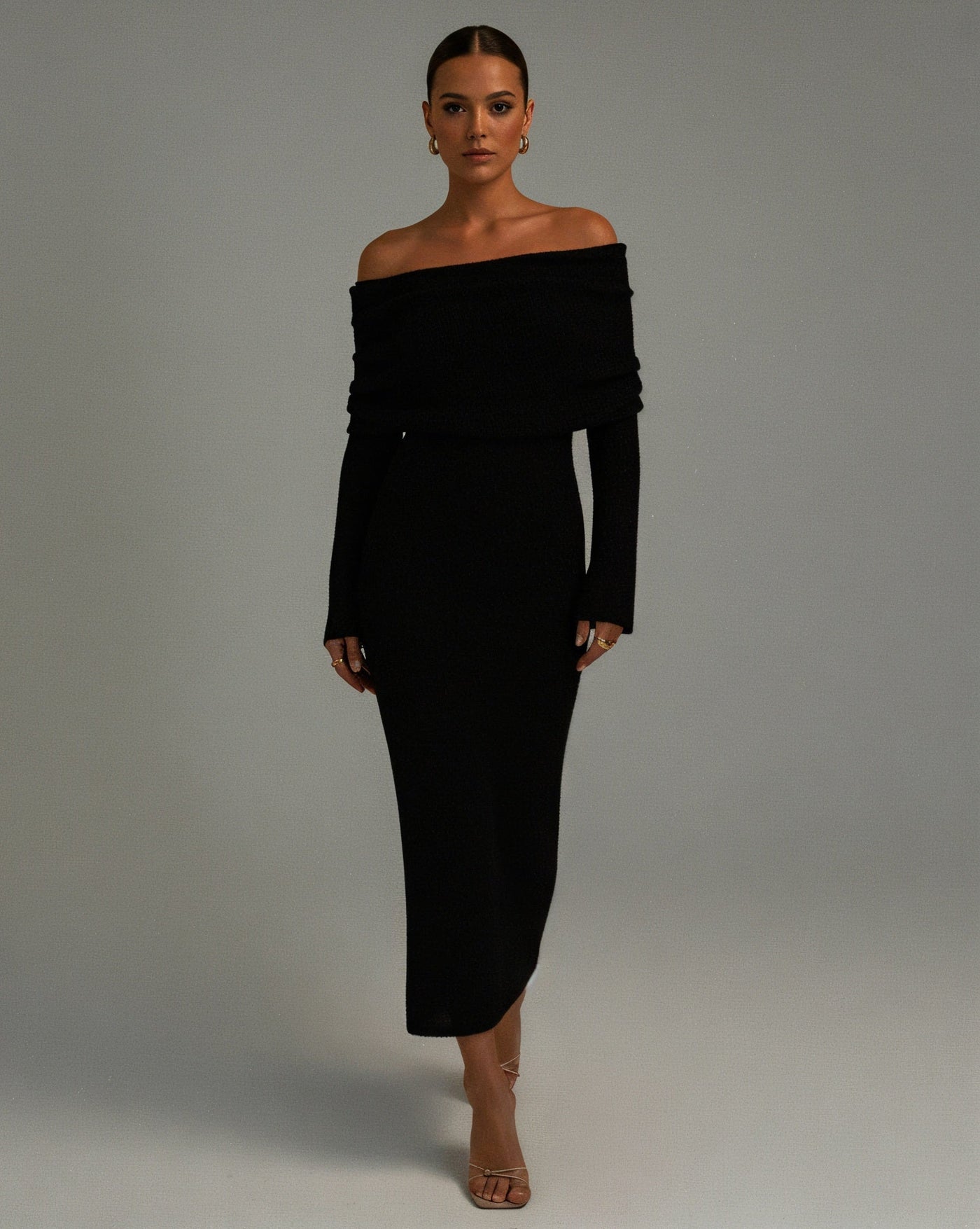 ANGELICA Knit Off-Shoulder Maxi Dress