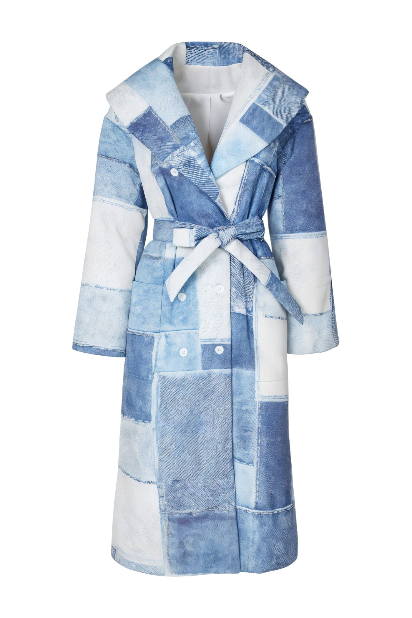 MORRY Denim Patchwork Hooded Coat