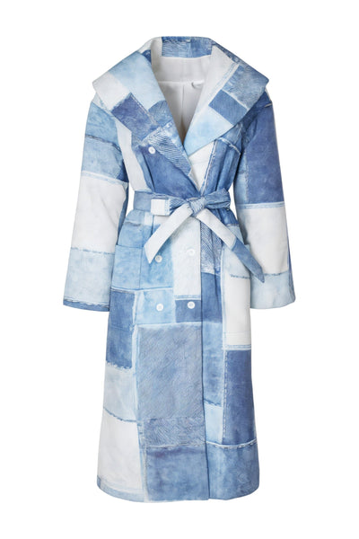 MORRY Denim Patchwork Hooded Coat