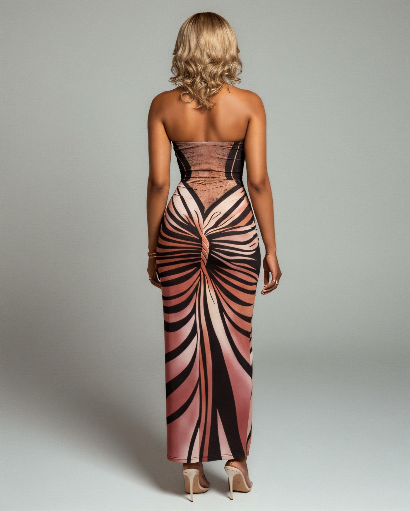 TALIA 3D Printed Tube-top Maxi Dress