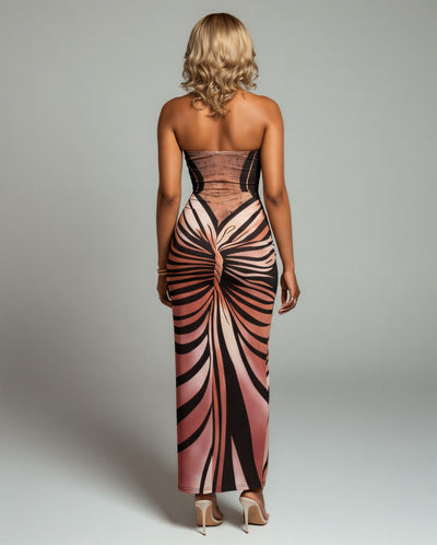 TALIA 3D Printed Tube-top Maxi Dress