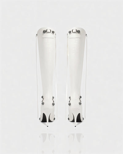 WENA Studded Pointed Toe Knee-High Boots