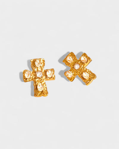 MAINE Multi-Stone Cross Stud Earrings
