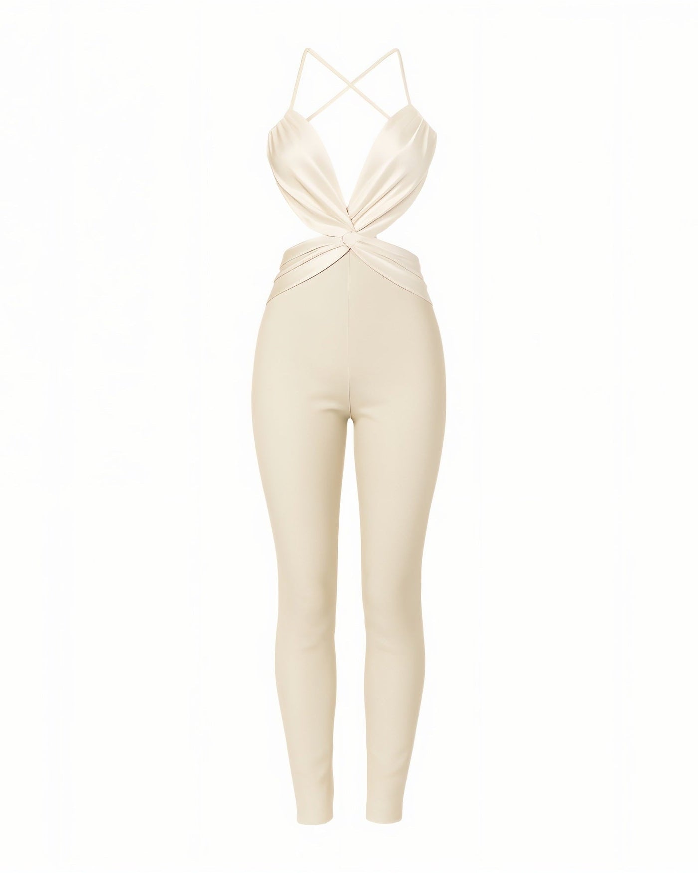 NIANA Satin Twist Cutout Jumpsuit