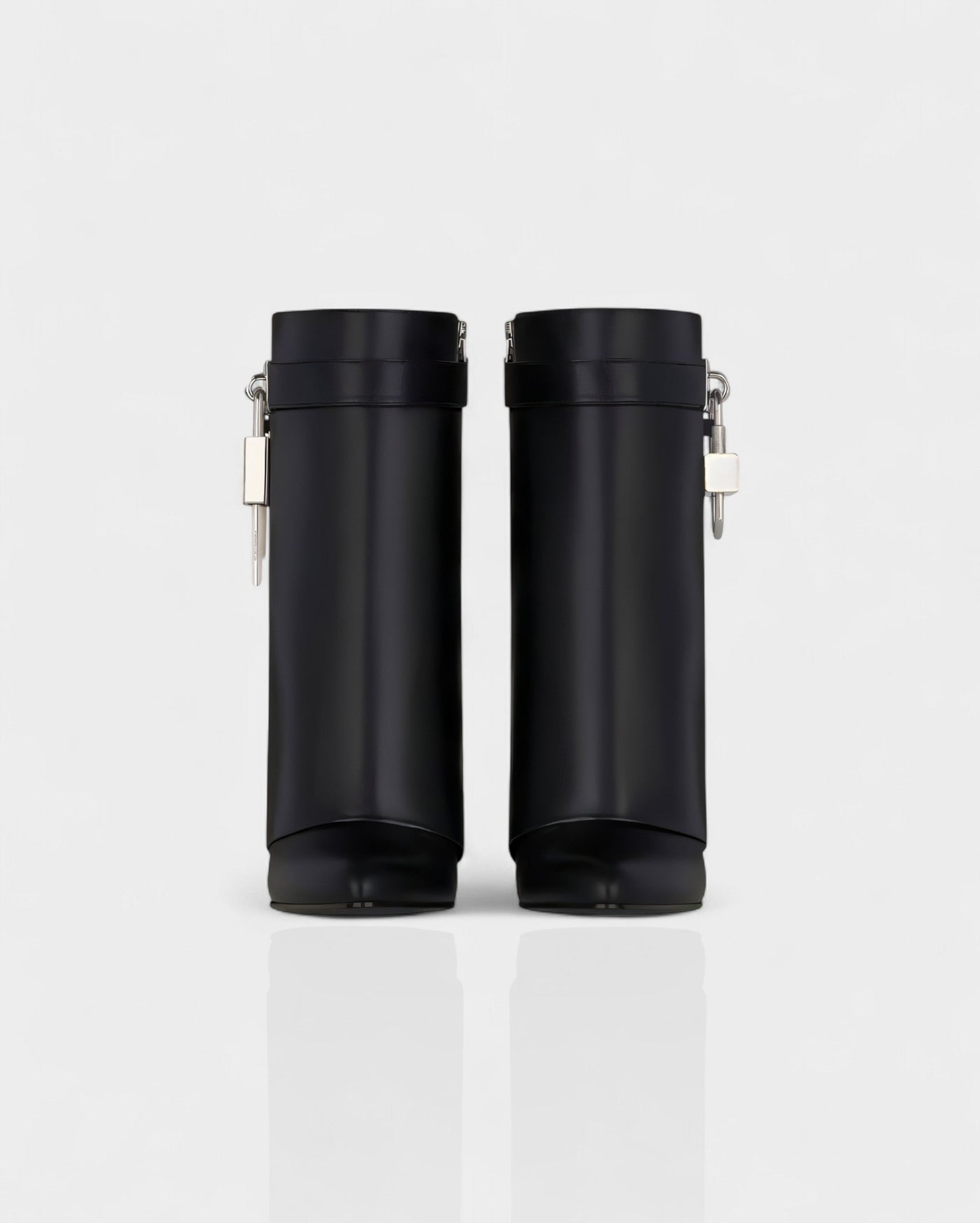 AVELINE Padlock Wedge Faux Leather Ankle Boots