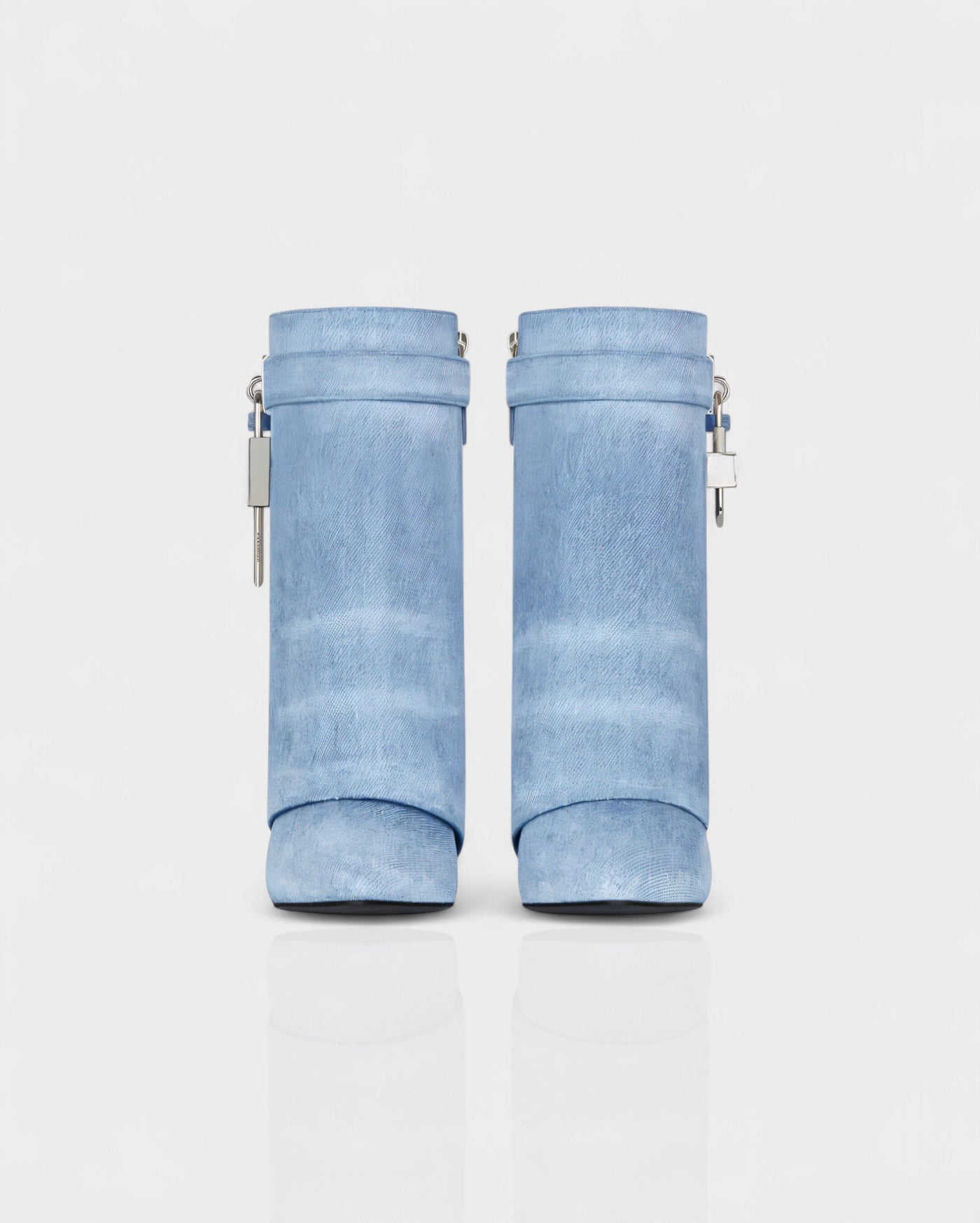 AVELINE Padlock Wedge Faux Leather Ankle Boots