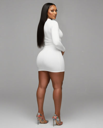 SAYLA Cutout High-Neck Long-Sleeve Mini Dress