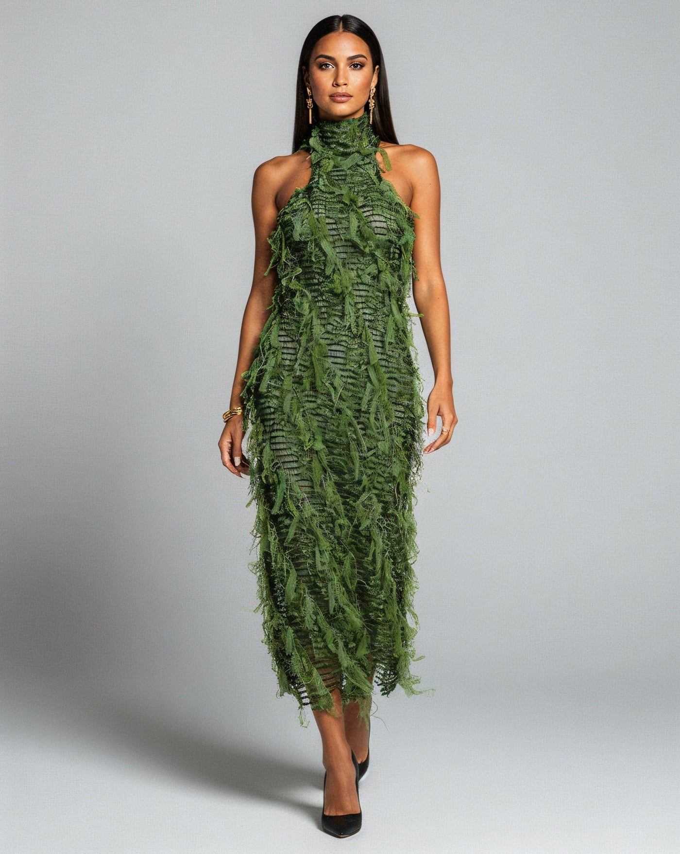 LILYANA Tassel Splicing Backless Midi Dress