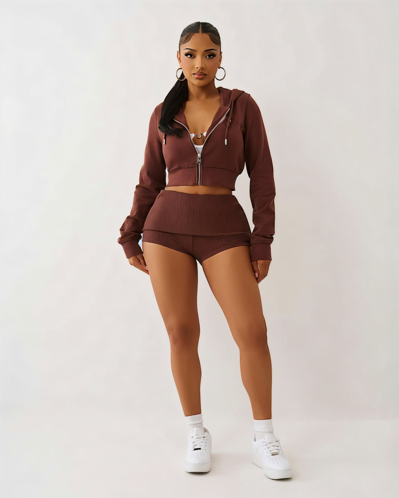 NARYA Cropped Hoodie & Mini Short Set