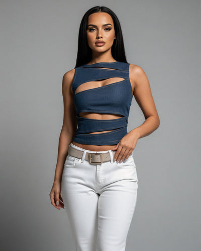 DINA Denim Cutout Top