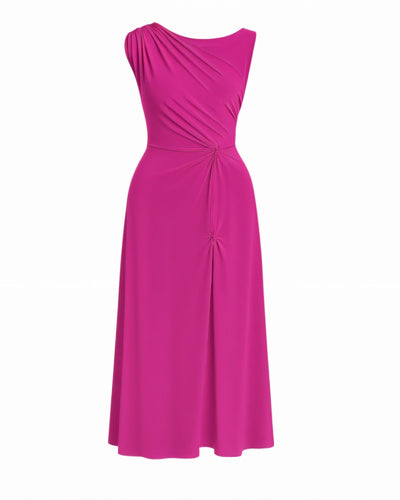 MIREN One-Shoulder Draped High Slit Maxi Dress