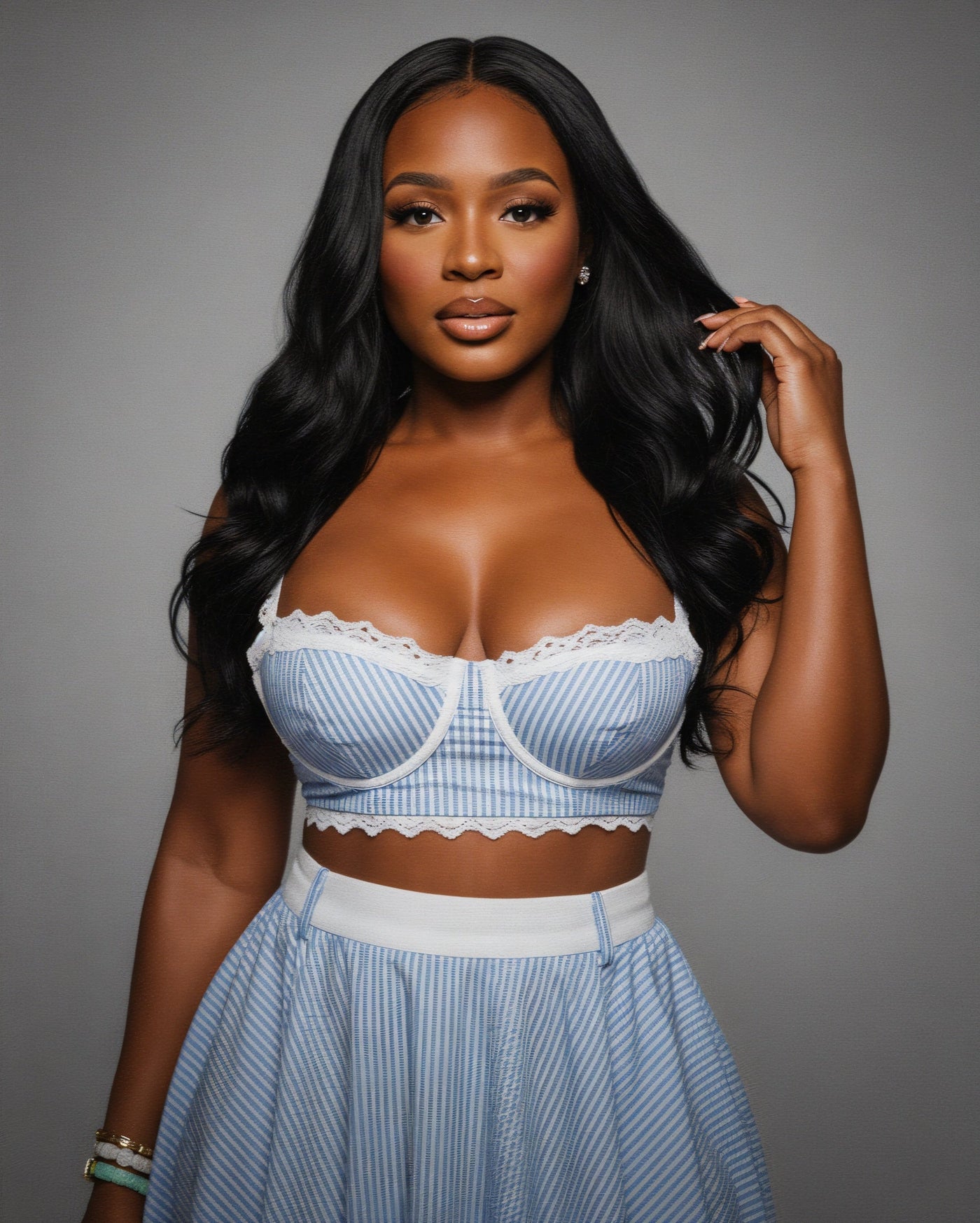 KORINA Lace Splicing Camisole Vest Top & Skirt Set