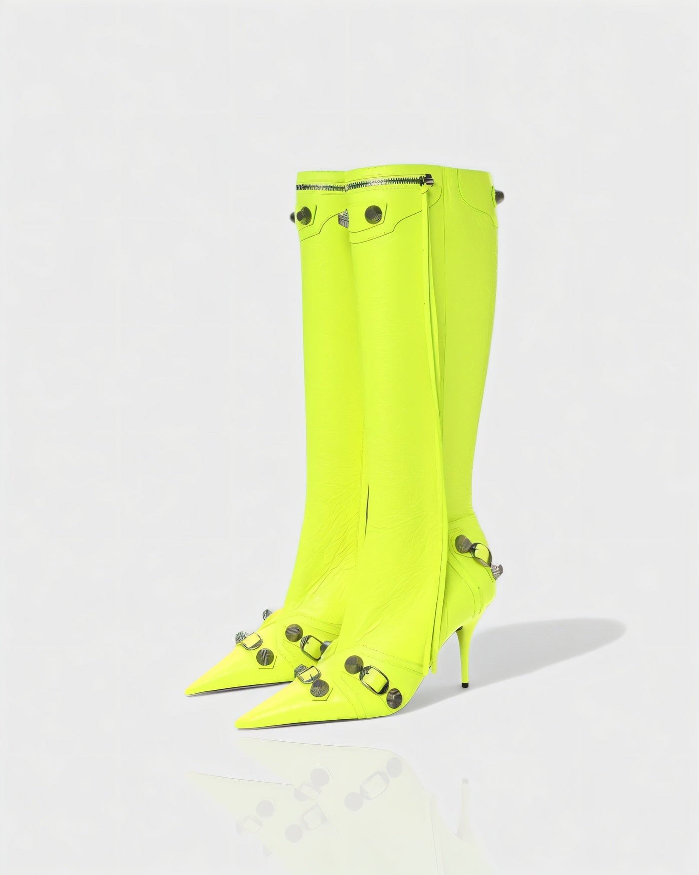 WENA Studded Pointed Toe Knee-High Boots