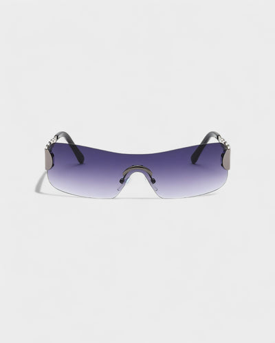 AMORA Circle Embellished Rimless Shield Sunglasses