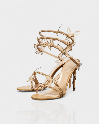 LYNA Crystal Butterfly Spiral High Heels