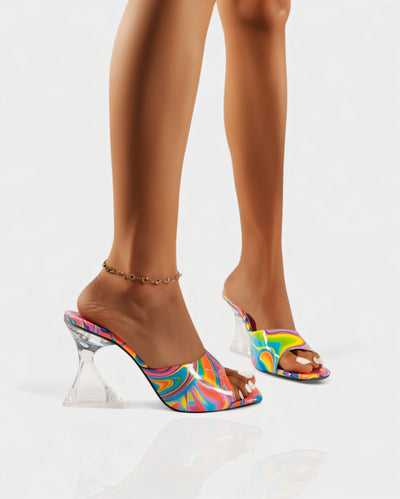 ORELIA Contrast Peep Toe Heels Sandals