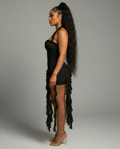 SANAI Ruffle Trim Mini Dress