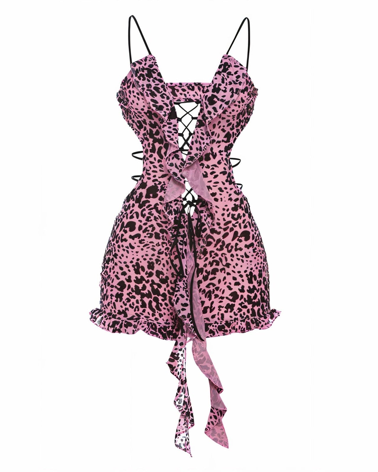 NYLA Leopard Velvet Ruffle Romper