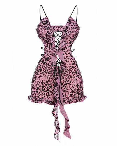 NYLA Leopard Velvet Ruffle Romper