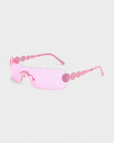 AMORA Circle Embellished Rimless Shield Sunglasses