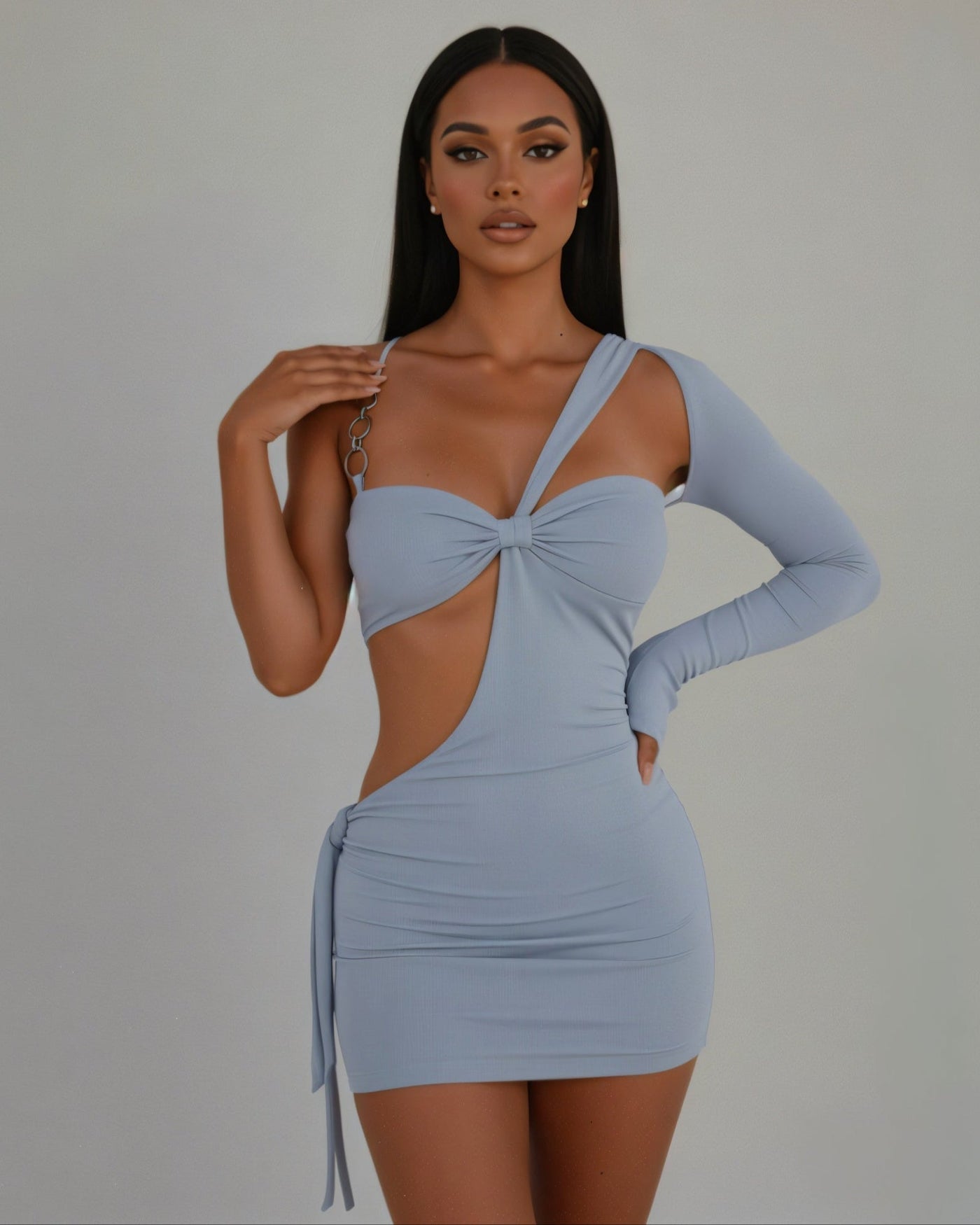 CAPRI One-Shoulder Cut-Out Bodycon Mini Dress
