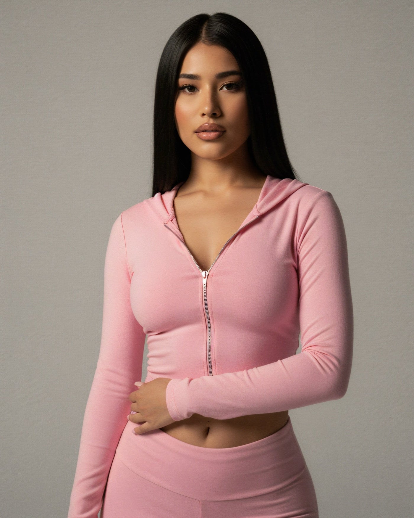 RAINY Zip-Up Hoodie and Flare Pants Set