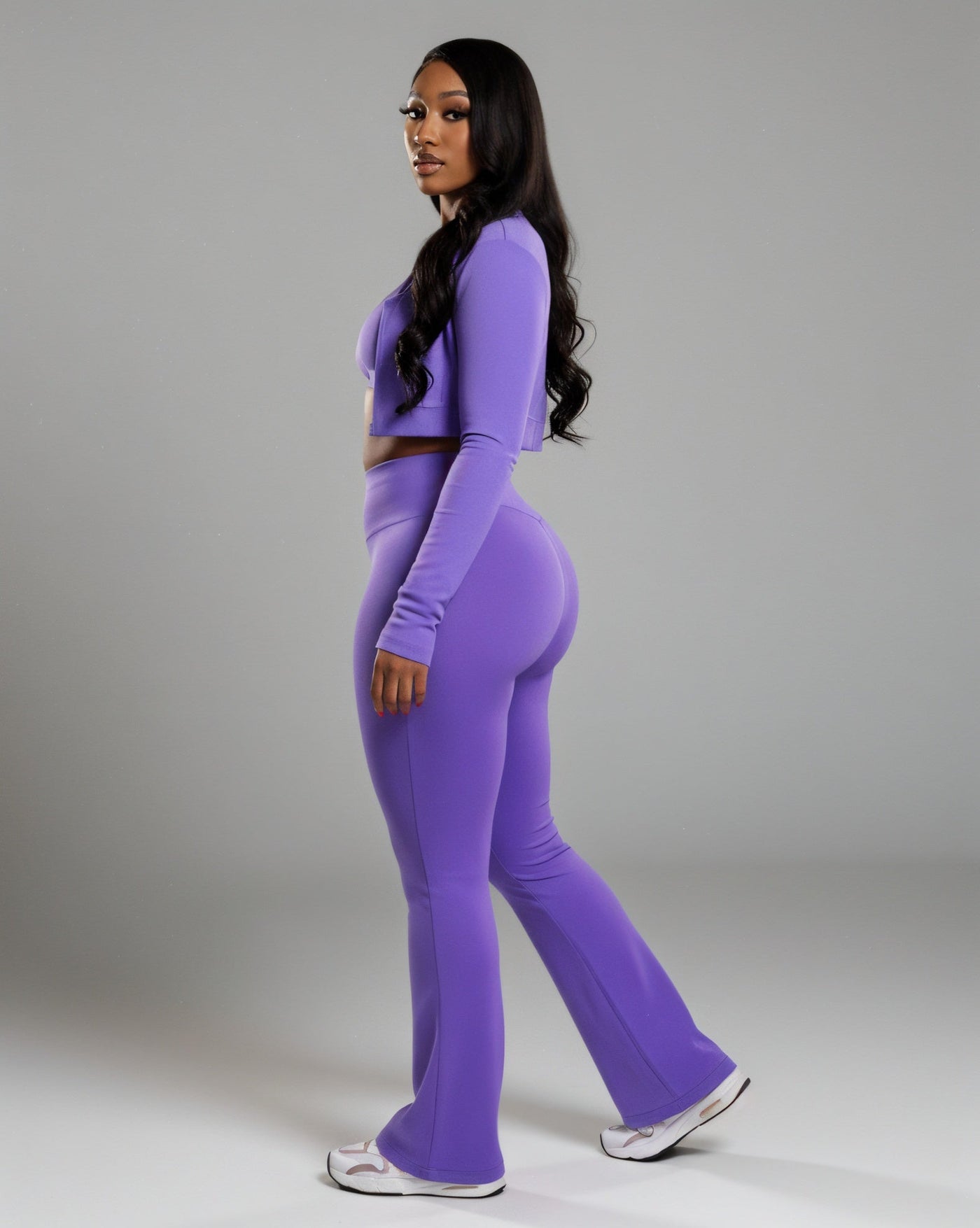 MARJORIE 3-Piece Zip Up Top & Flare Pants Set
