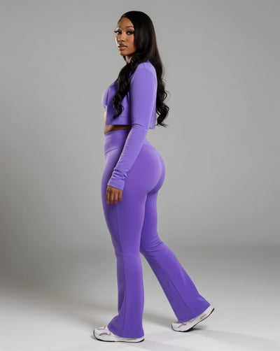 MARJORIE 3-Piece Zip Up Top & Flare Pants Set
