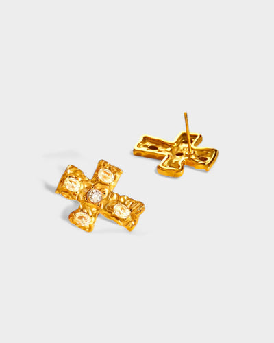 MAINE Multi-Stone Cross Stud Earrings