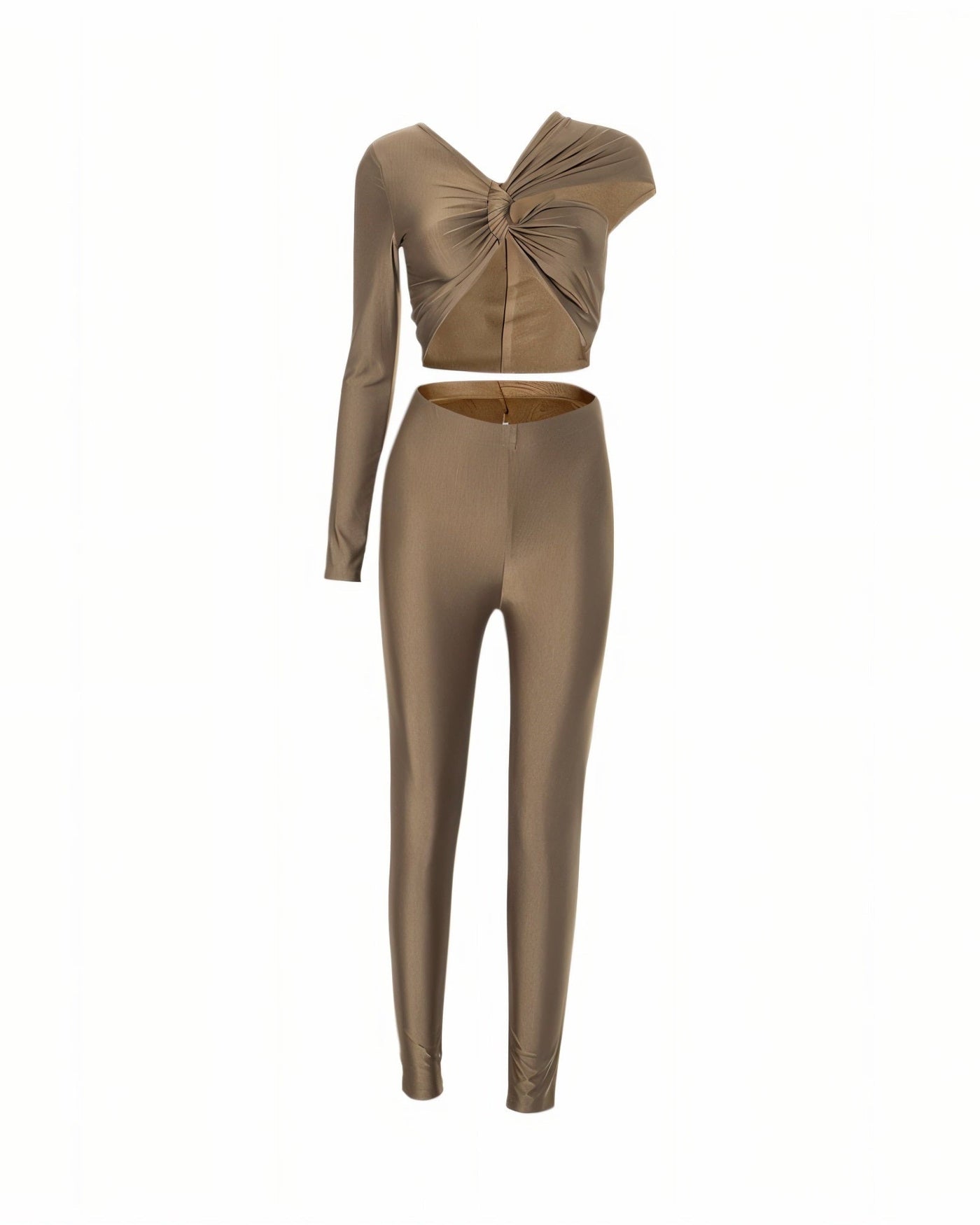 ZAMINA One-Sleeve Crop Top and Leggings Set