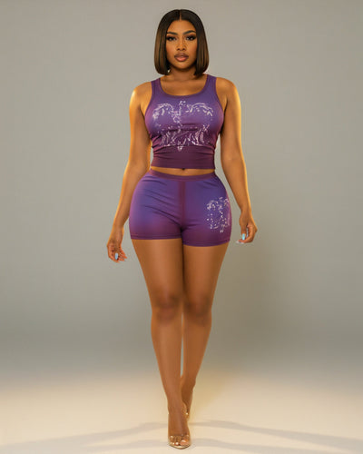 REYA Diamond Design Top and Shorts Set