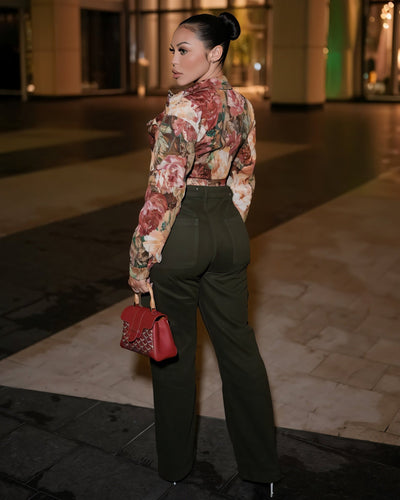 LAUREN Floral Print Cropped Jacket