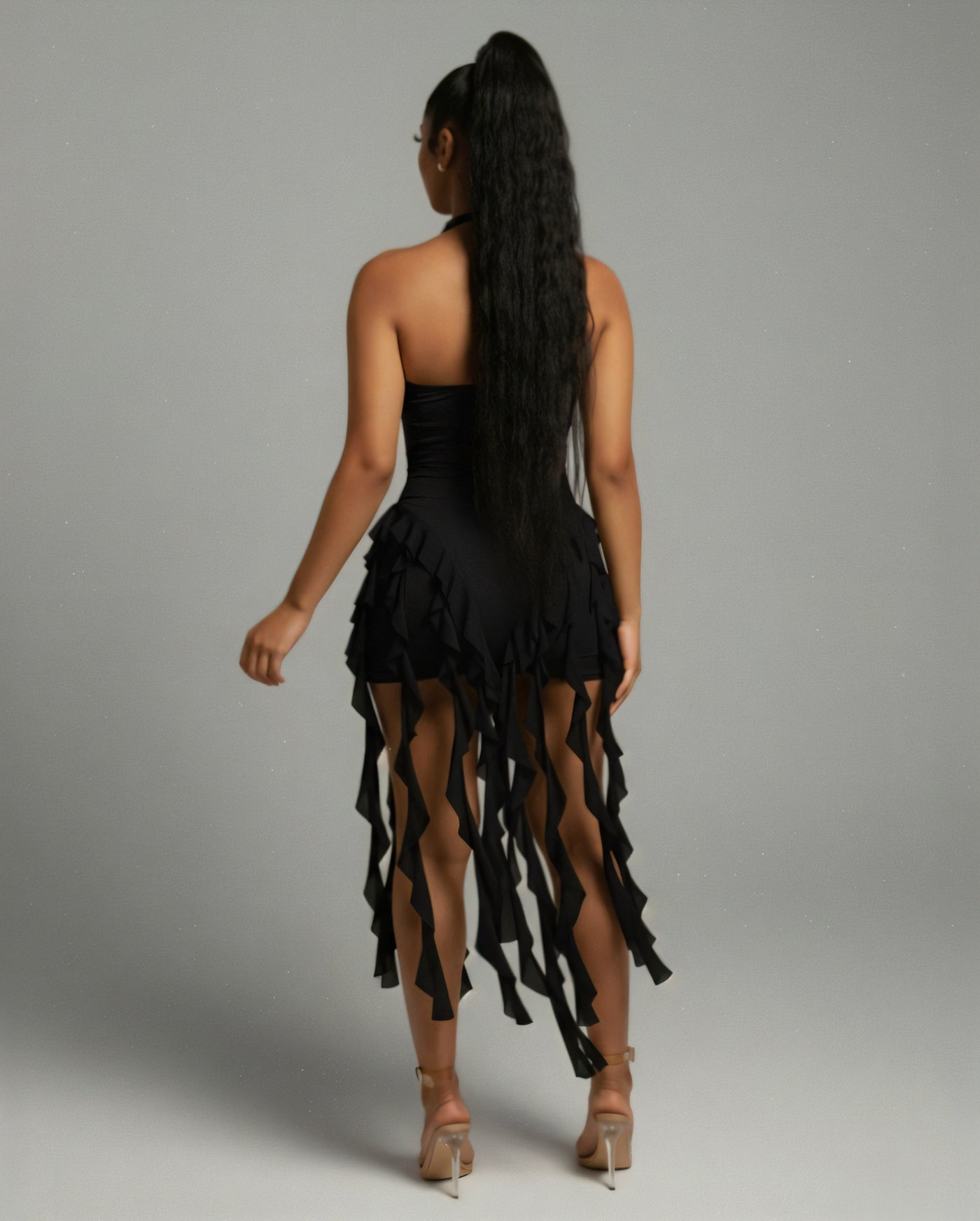 SANAI Ruffle Trim Mini Dress